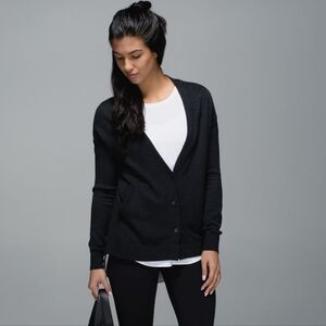 Lululemon Cardi In The FrontHeathered Black / Black Size 8